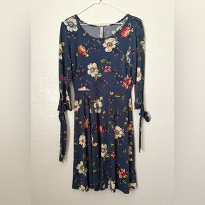 Gilli Floral Long Tie Sleeve Dress Green Sz S Cottagecore Garden Fairy Preppy‎